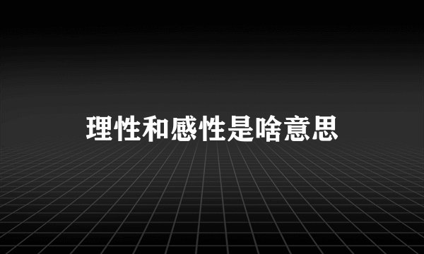 理性和感性是啥意思