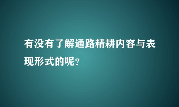 有没有了解通路精耕内容与表现形式的呢？