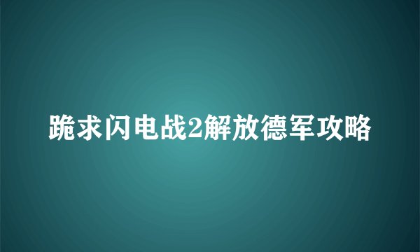 跪求闪电战2解放德军攻略