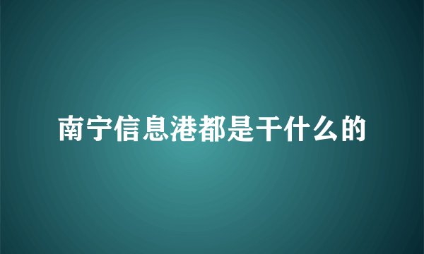 南宁信息港都是干什么的