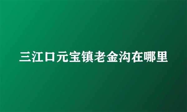 三江口元宝镇老金沟在哪里