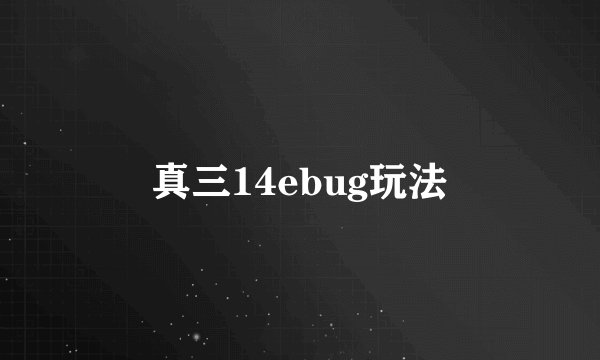 真三14ebug玩法
