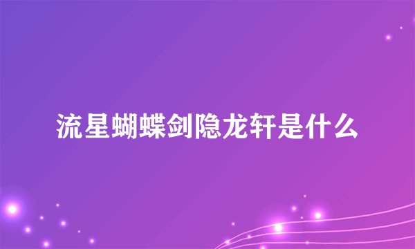 流星蝴蝶剑隐龙轩是什么