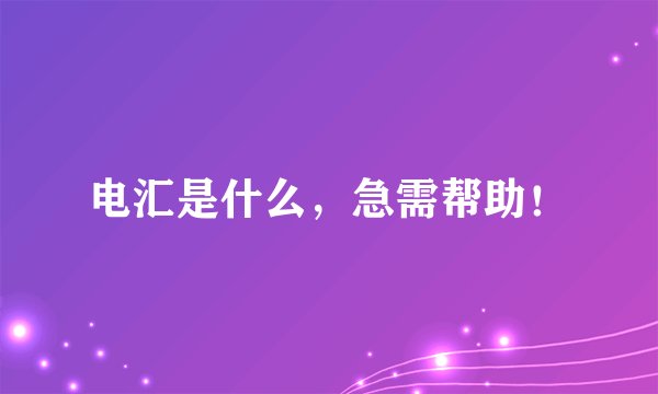 电汇是什么，急需帮助！