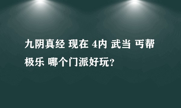 九阴真经 现在 4内 武当 丐帮 极乐 哪个门派好玩？