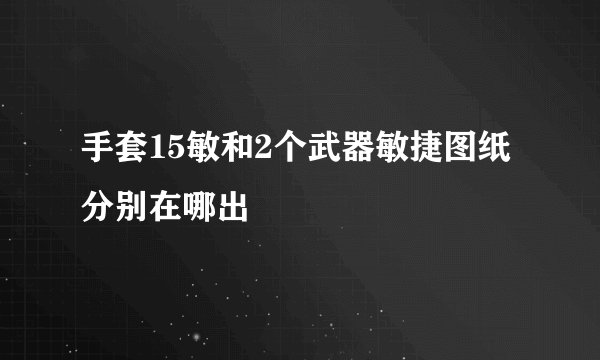 手套15敏和2个武器敏捷图纸分别在哪出