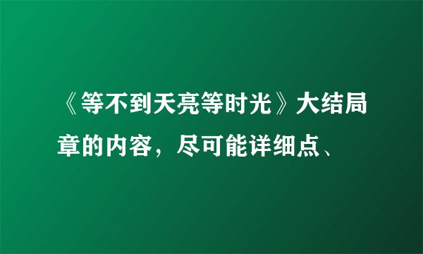 《等不到天亮等时光》大结局章的内容，尽可能详细点、