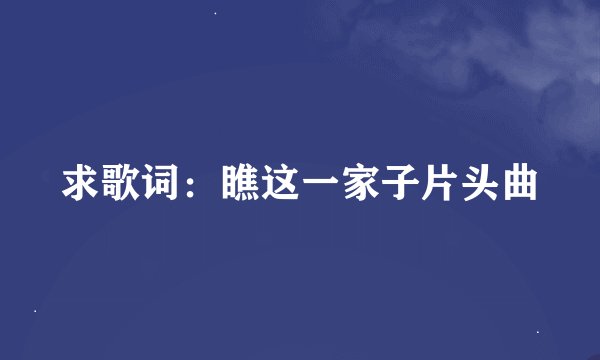 求歌词：瞧这一家子片头曲