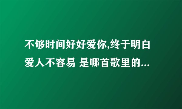 不够时间好好爱你,终于明白爱人不容易 是哪首歌里的？歌名是什么？拜托！