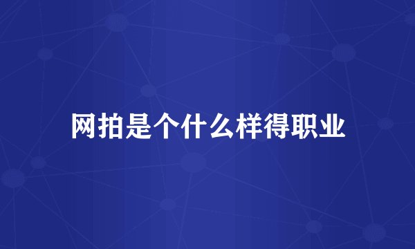 网拍是个什么样得职业
