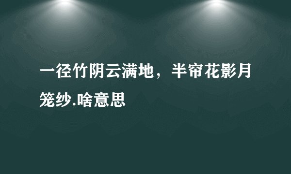 一径竹阴云满地，半帘花影月笼纱.啥意思