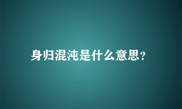 身归混沌是什么意思？