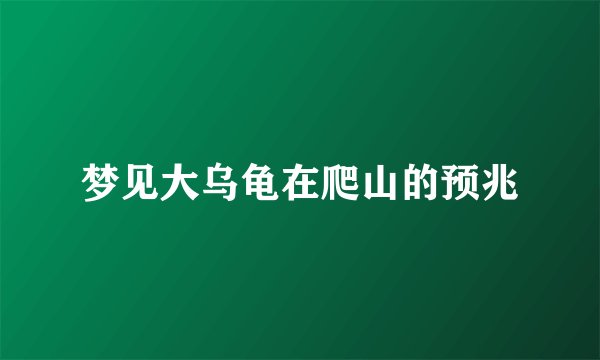 梦见大乌龟在爬山的预兆