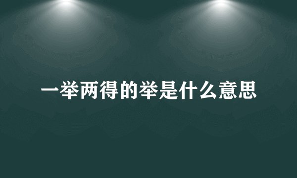 一举两得的举是什么意思