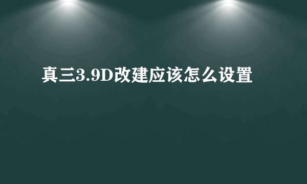 真三3.9D改建应该怎么设置