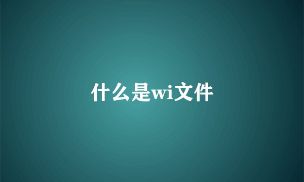 什么是wi文件