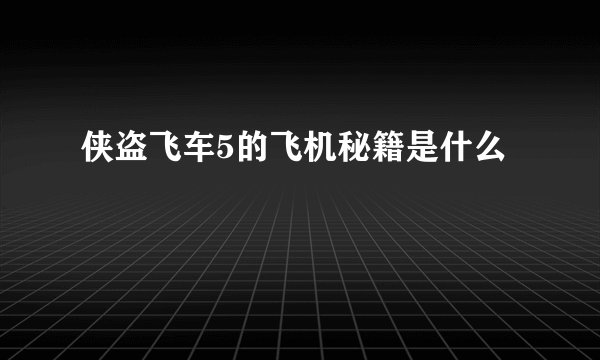 侠盗飞车5的飞机秘籍是什么