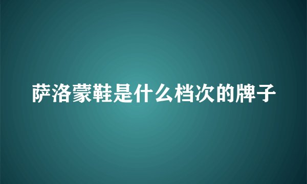 萨洛蒙鞋是什么档次的牌子