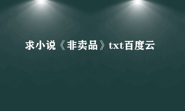 求小说《非卖品》txt百度云
