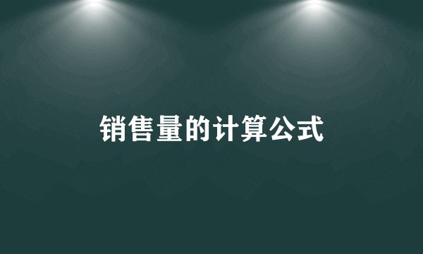 销售量的计算公式