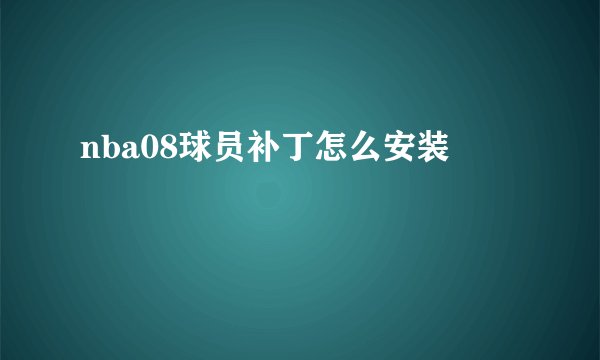 nba08球员补丁怎么安装