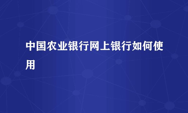 中国农业银行网上银行如何使用