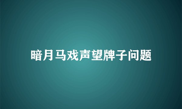 暗月马戏声望牌子问题