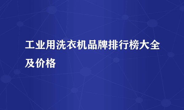 工业用洗衣机品牌排行榜大全及价格