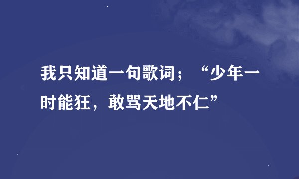 我只知道一句歌词；“少年一时能狂，敢骂天地不仁”