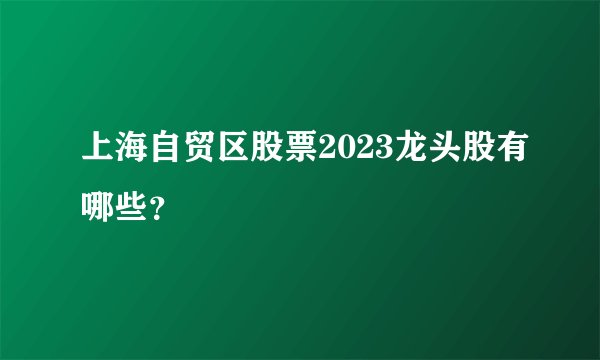 上海自贸区股票2023龙头股有哪些？