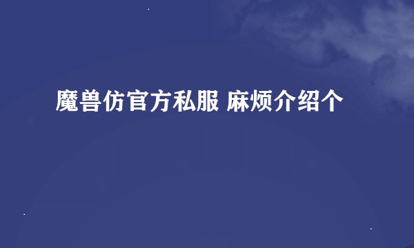 魔兽仿官方私服 麻烦介绍个