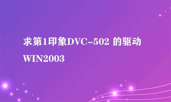 求第1印象DVC-502 的驱动 WIN2003