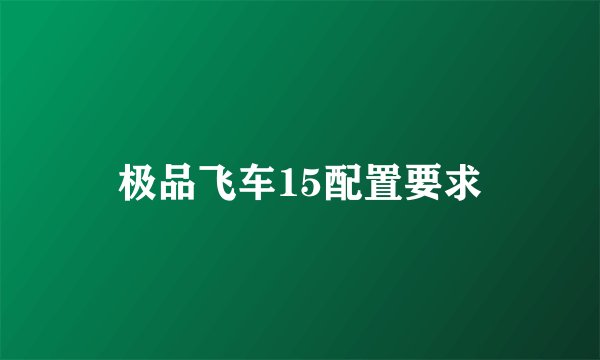 极品飞车15配置要求