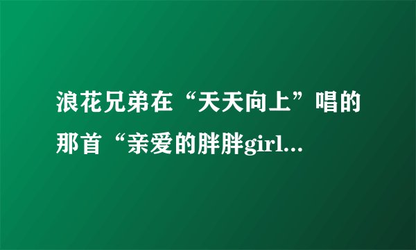 浪花兄弟在“天天向上”唱的那首“亲爱的胖胖girl”歌名叫做什么呢