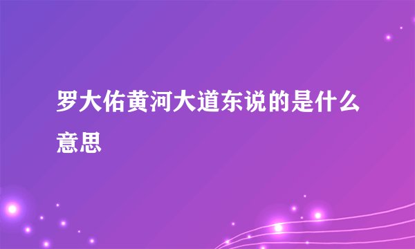 罗大佑黄河大道东说的是什么意思