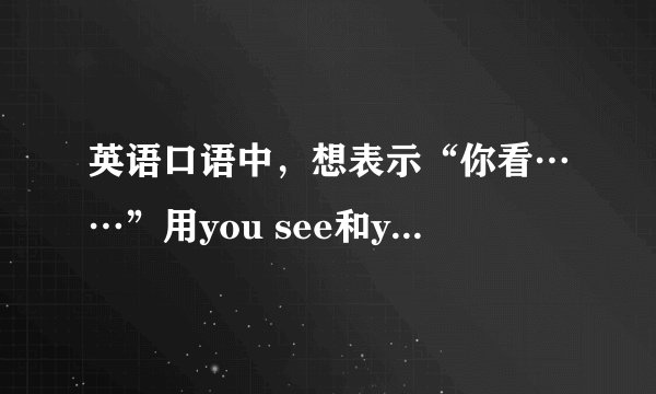 英语口语中，想表示“你看……”用you see和you know哪个更好？为什么？