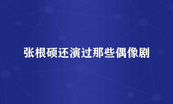 张根硕还演过那些偶像剧