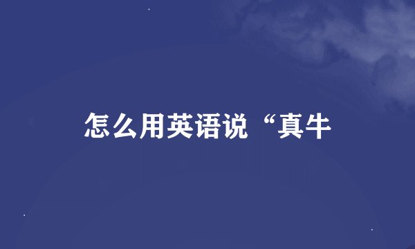 怎么用英语说“真牛