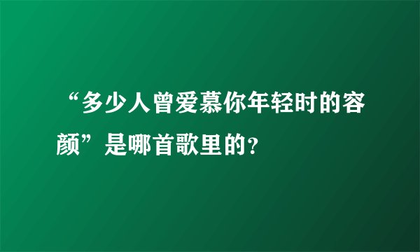 “多少人曾爱慕你年轻时的容颜”是哪首歌里的？