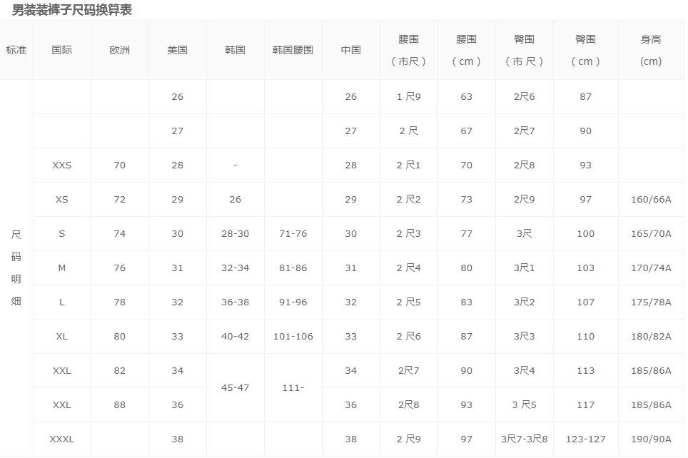 l码是多大尺寸裤子？