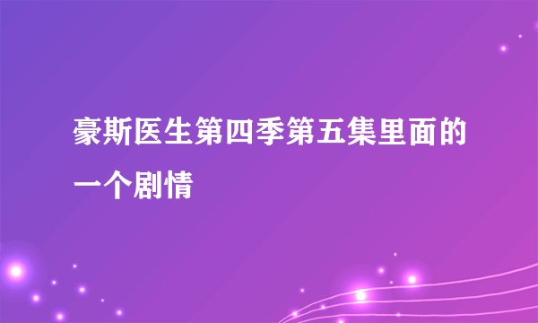 豪斯医生第四季第五集里面的一个剧情