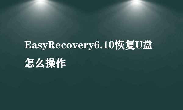 EasyRecovery6.10恢复U盘怎么操作