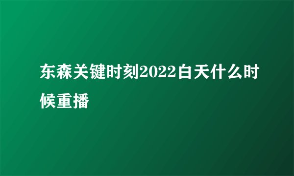 东森关键时刻2022白天什么时候重播