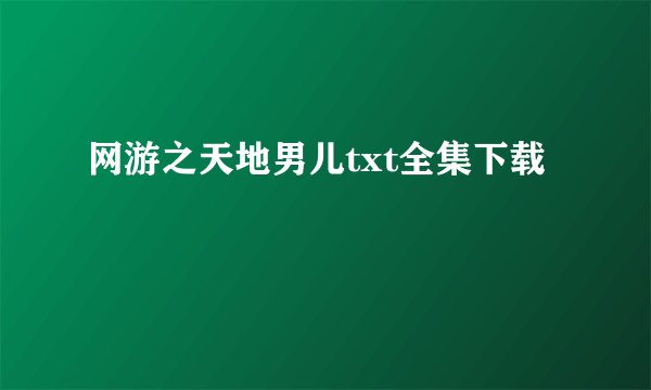 网游之天地男儿txt全集下载