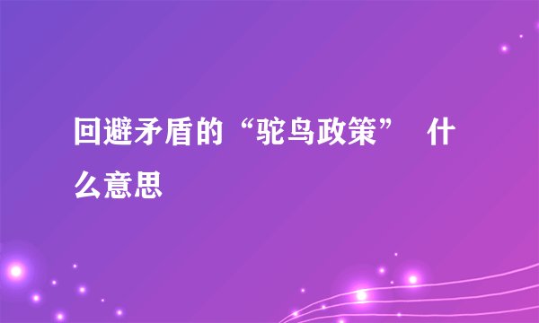 回避矛盾的“驼鸟政策”  什么意思