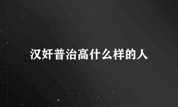 汉奸普治高什么样的人