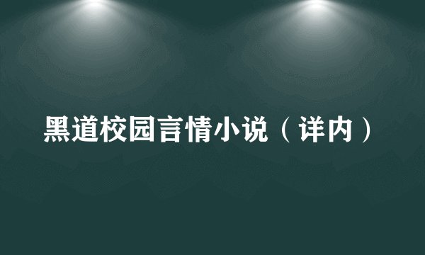 黑道校园言情小说（详内）