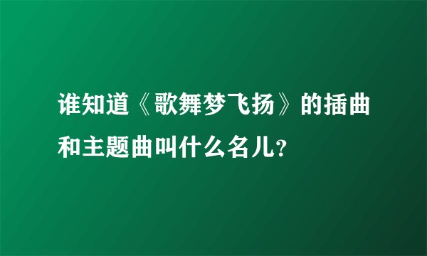 谁知道《歌舞梦飞扬》的插曲和主题曲叫什么名儿？