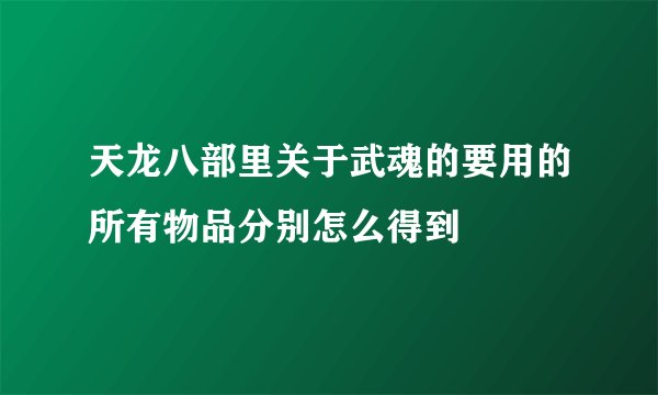 天龙八部里关于武魂的要用的所有物品分别怎么得到