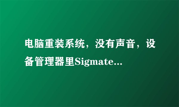 电脑重装系统，没有声音，设备管理器里Sigmatel High Definition Audio CODEC出现叹号